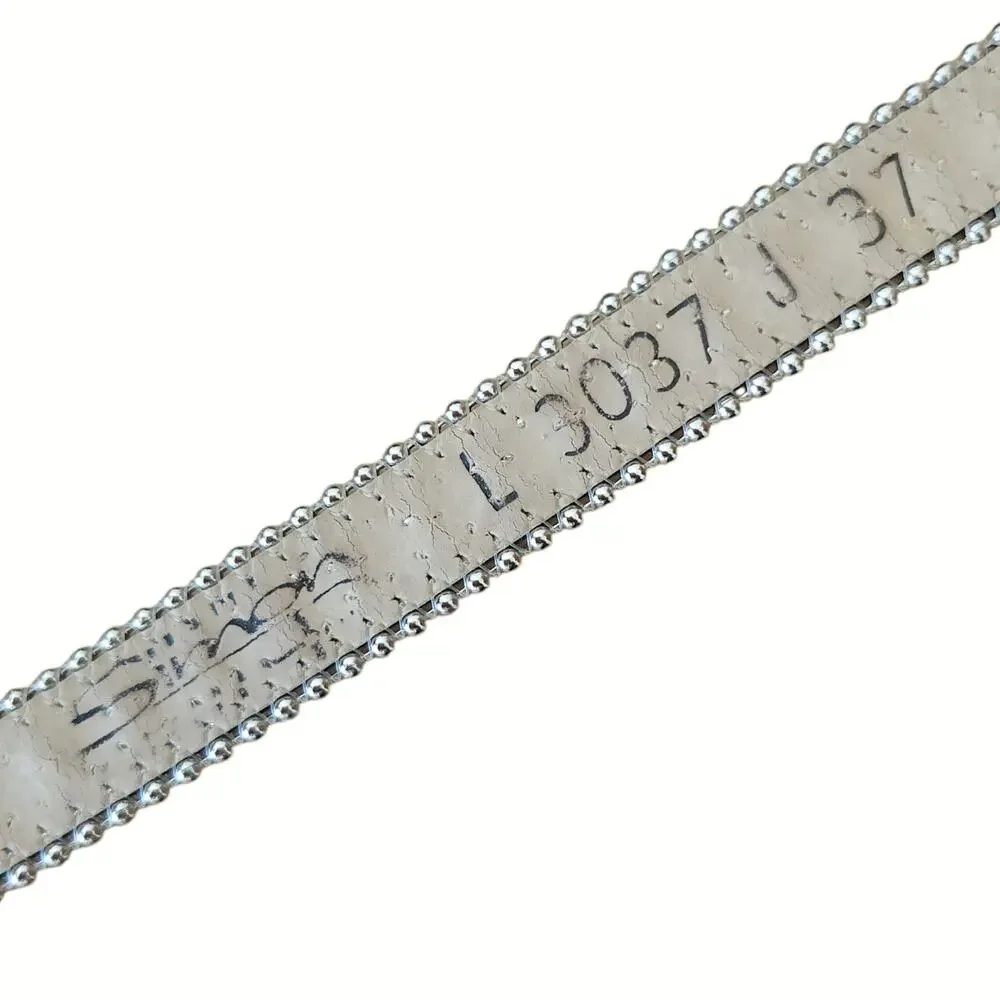 B.B. SIMON Alegra leather skinny Swarovski Crystal skinny belt blue metallic L - Picture 6 of 7